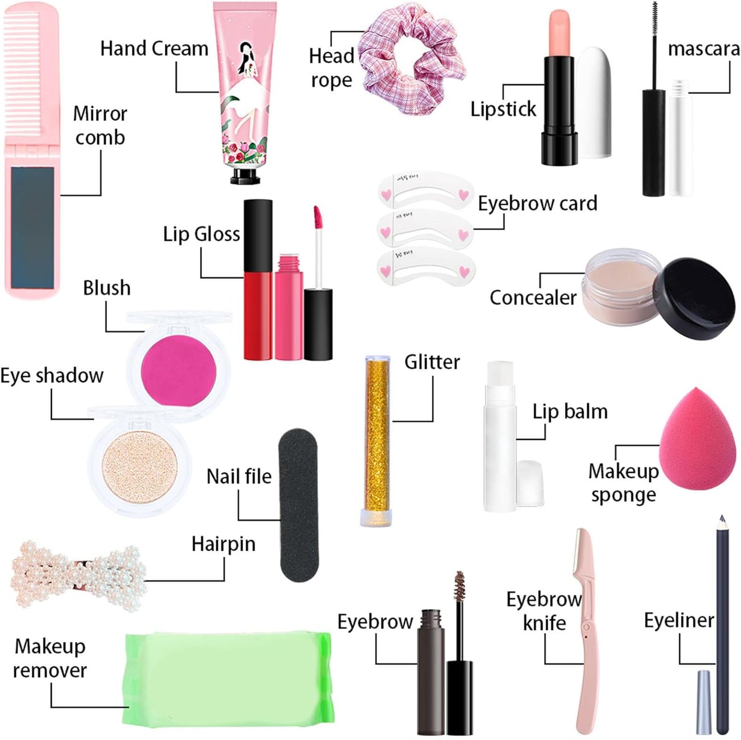 Makeup Advent Calendar | Beauty Countdown Calendar | 20 Days Cosmetic Present for Women Teen Girl | Trendy Stuff Unique Full Kit Makeup Set | Lipstick Blush Eyebrow Gel Eyeshadow Hair Accessories