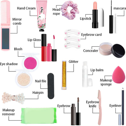 Makeup Advent Calendar | Beauty Countdown Calendar | 20 Days Cosmetic Present for Women Teen Girl | Trendy Stuff Unique Full Kit Makeup Set | Lipstick Blush Eyebrow Gel Eyeshadow Hair Accessories