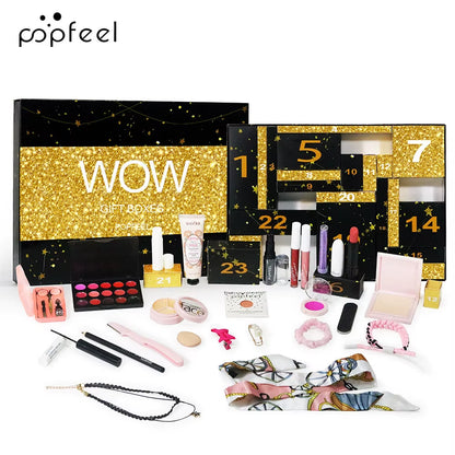 24 Days Beauty Advent Calendar Makeup Set 24Pcs Christmas Countdown Calendar Make up Lip Gloss Lipstick Eye Shadow Cosmetic