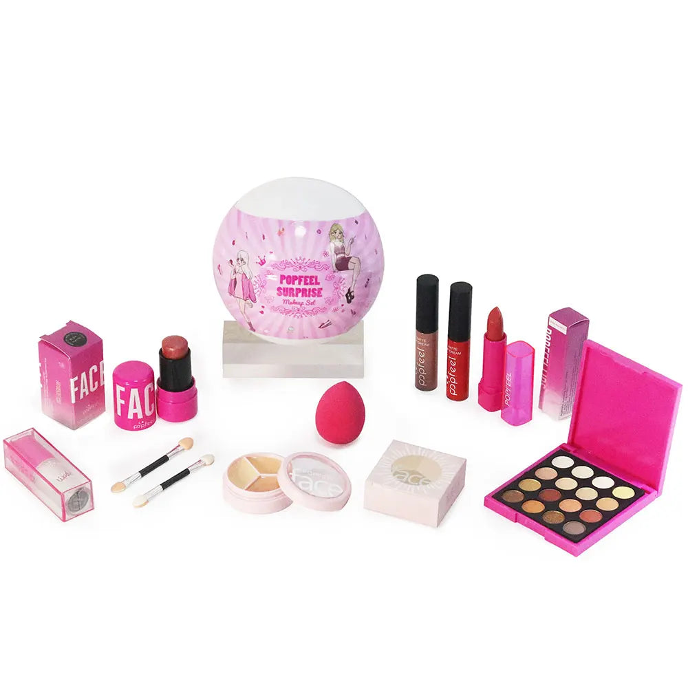 POPFEEL Set Maquillaje Esfera Sorpresa (9 Pzas)	Regalo Navidad Rosa