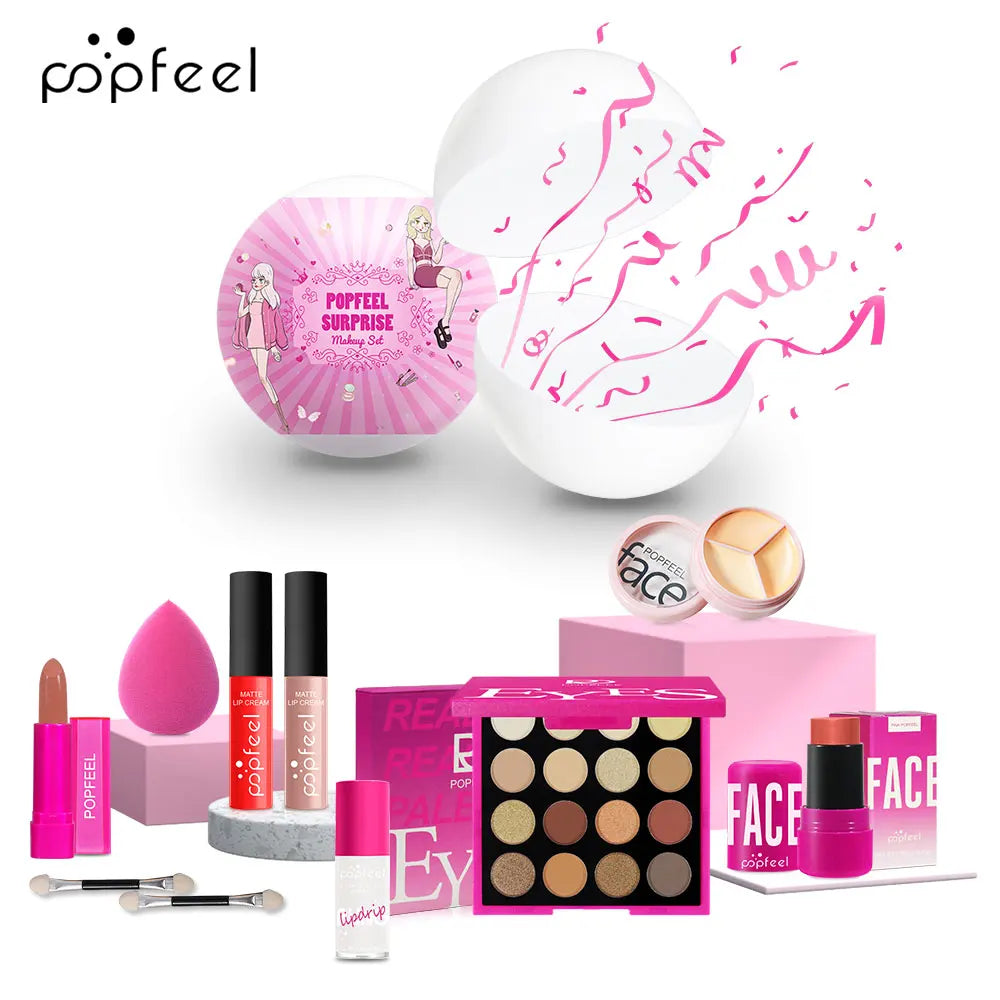 POPFEEL Set Maquillaje Esfera Sorpresa (9 Pzas)	Regalo Navidad Rosa