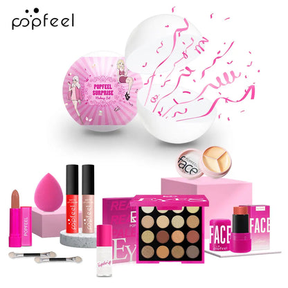 POPFEEL Set Maquillaje Esfera Sorpresa (9 Pzas)	Regalo Navidad Rosa