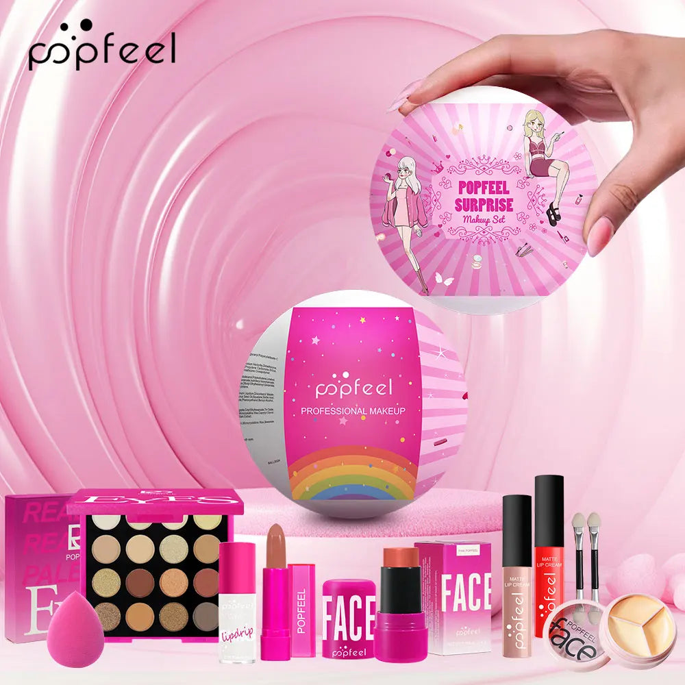POPFEEL Set Maquillaje Esfera Sorpresa (9 Pzas)	Regalo Navidad Rosa