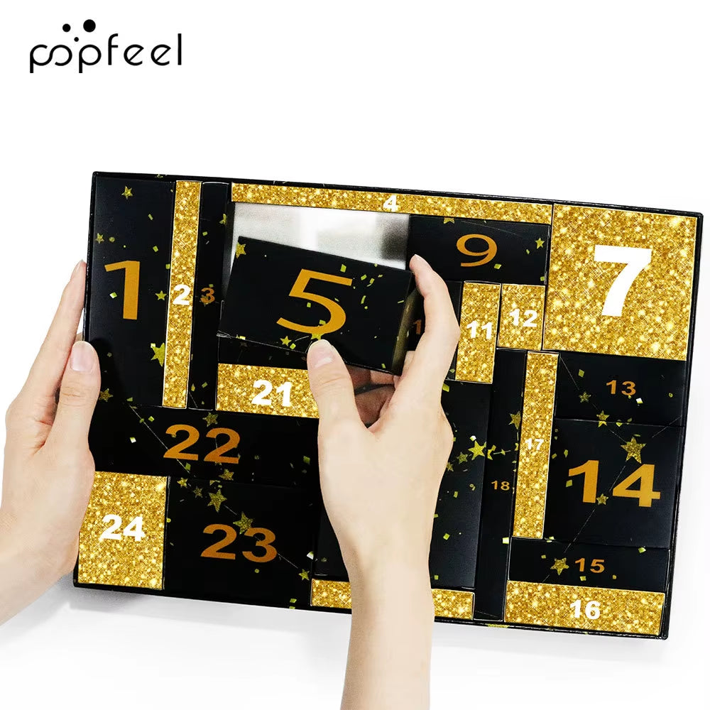 24 Days Beauty Advent Calendar Makeup Set 24Pcs Christmas Countdown Calendar Make up Lip Gloss Lipstick Eye Shadow Cosmetic