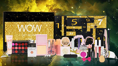 24 Days Beauty Advent Calendar Makeup Set 24Pcs Christmas Countdown Calendar Make up Lip Gloss Lipstick Eye Shadow Cosmetic